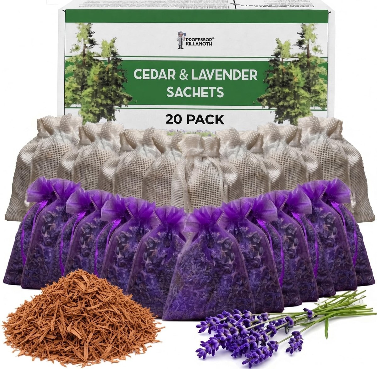 Professor Killamoth cedar chips and lavender sachets 20 pack