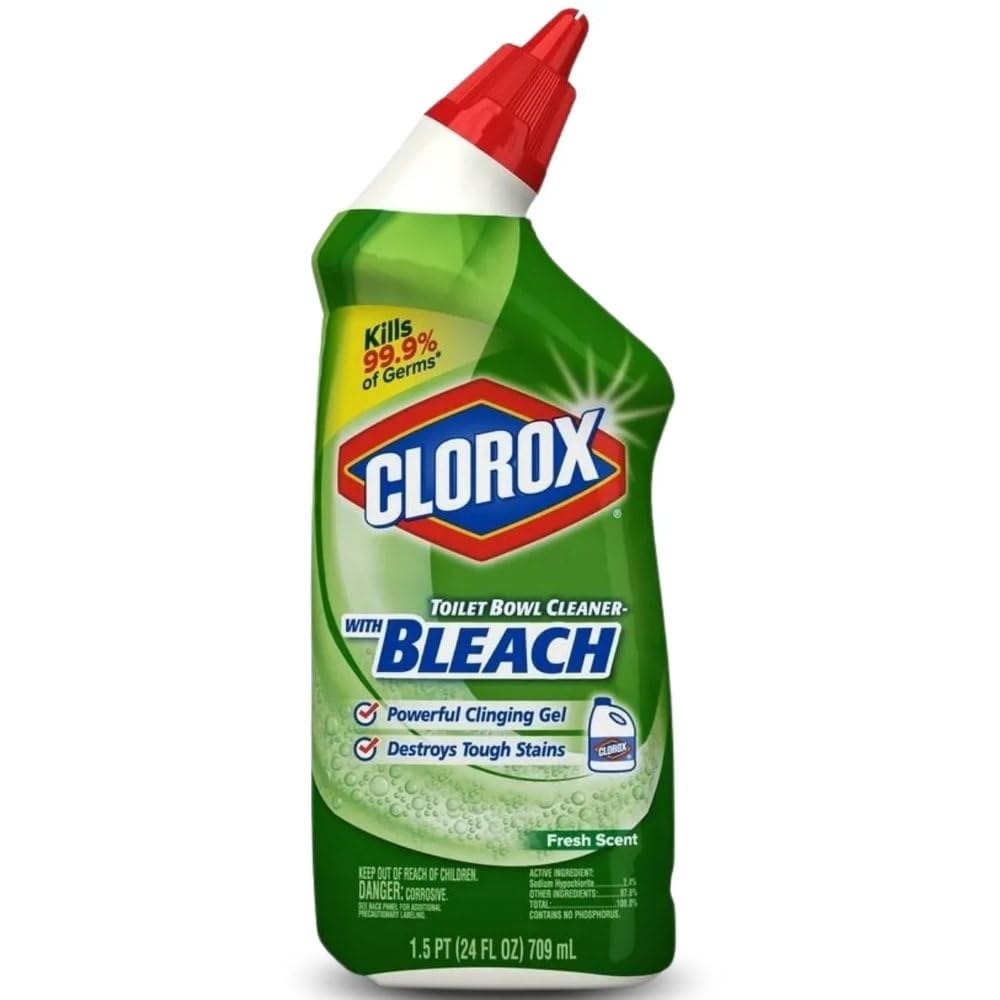 Clorox toilet bowl cleaner with clinging bleach gel bottle