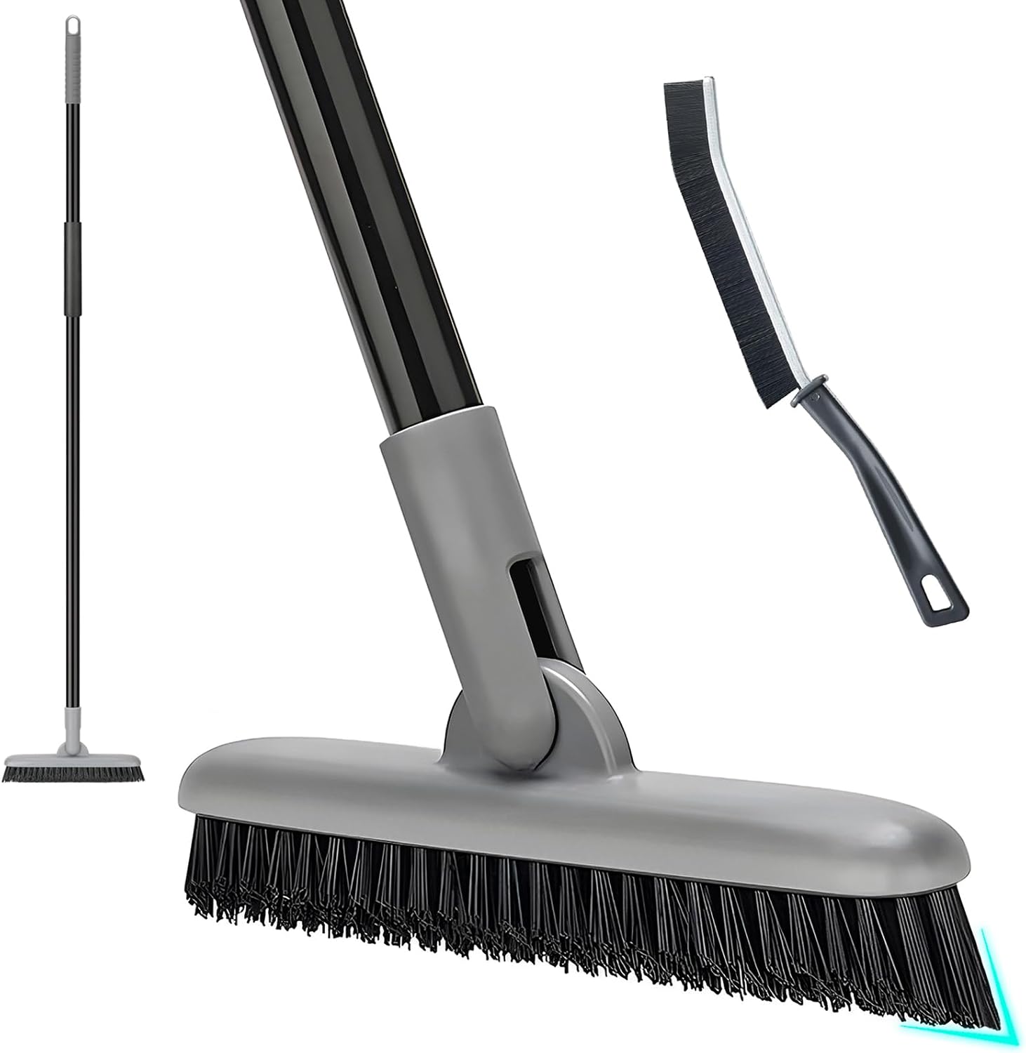 Long-handled grout and tile cleaning brush