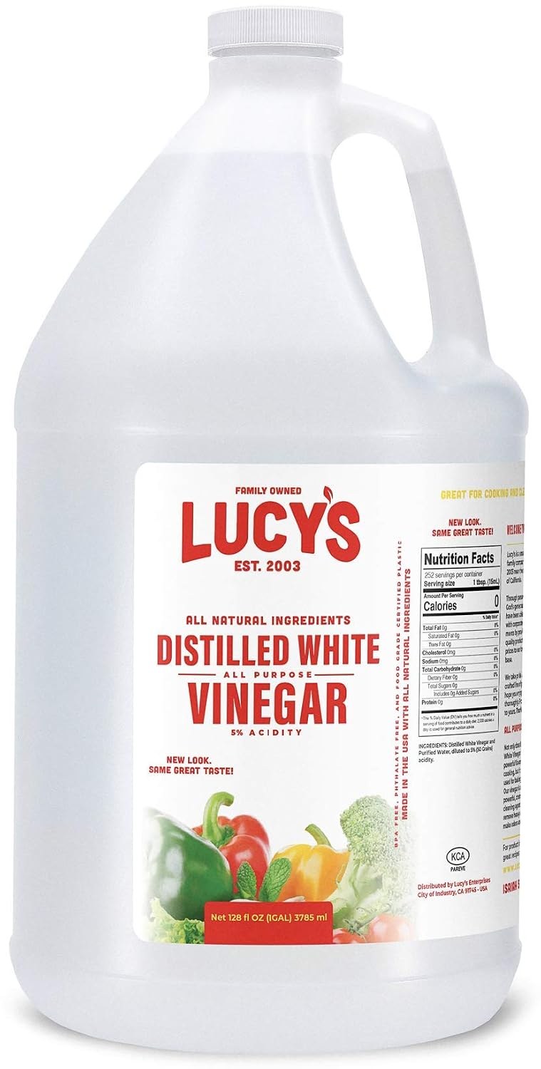 One-gallon Lucy’s Natural Distilled White Vinegar jug