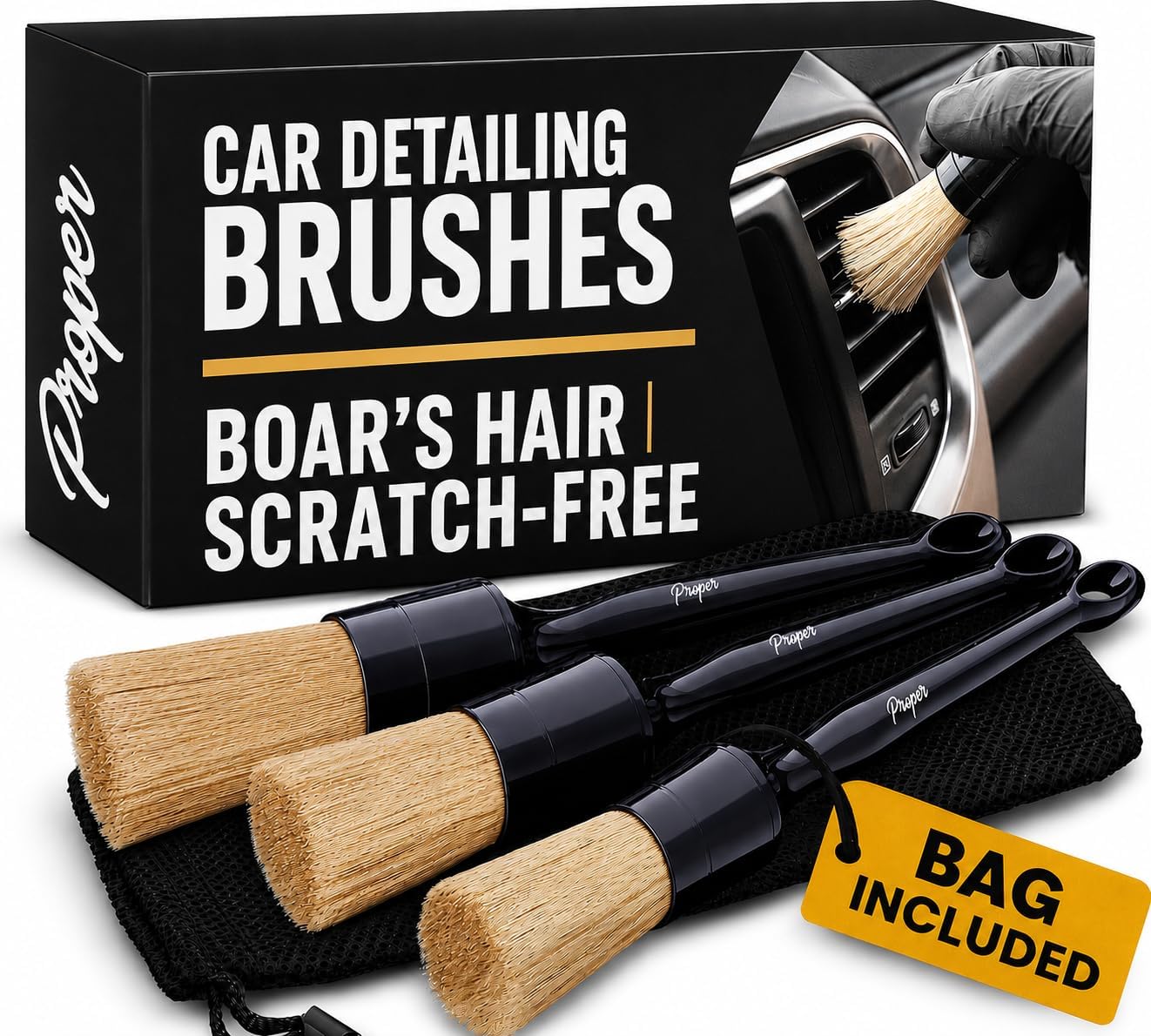 Set of professional detail-cleaning brushes