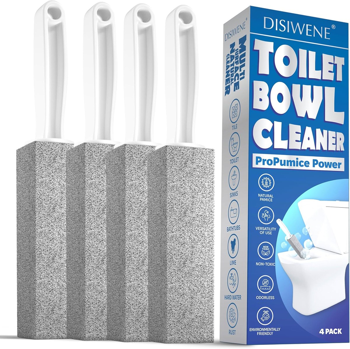 Pumice cleaning stones with handles for hard water rings