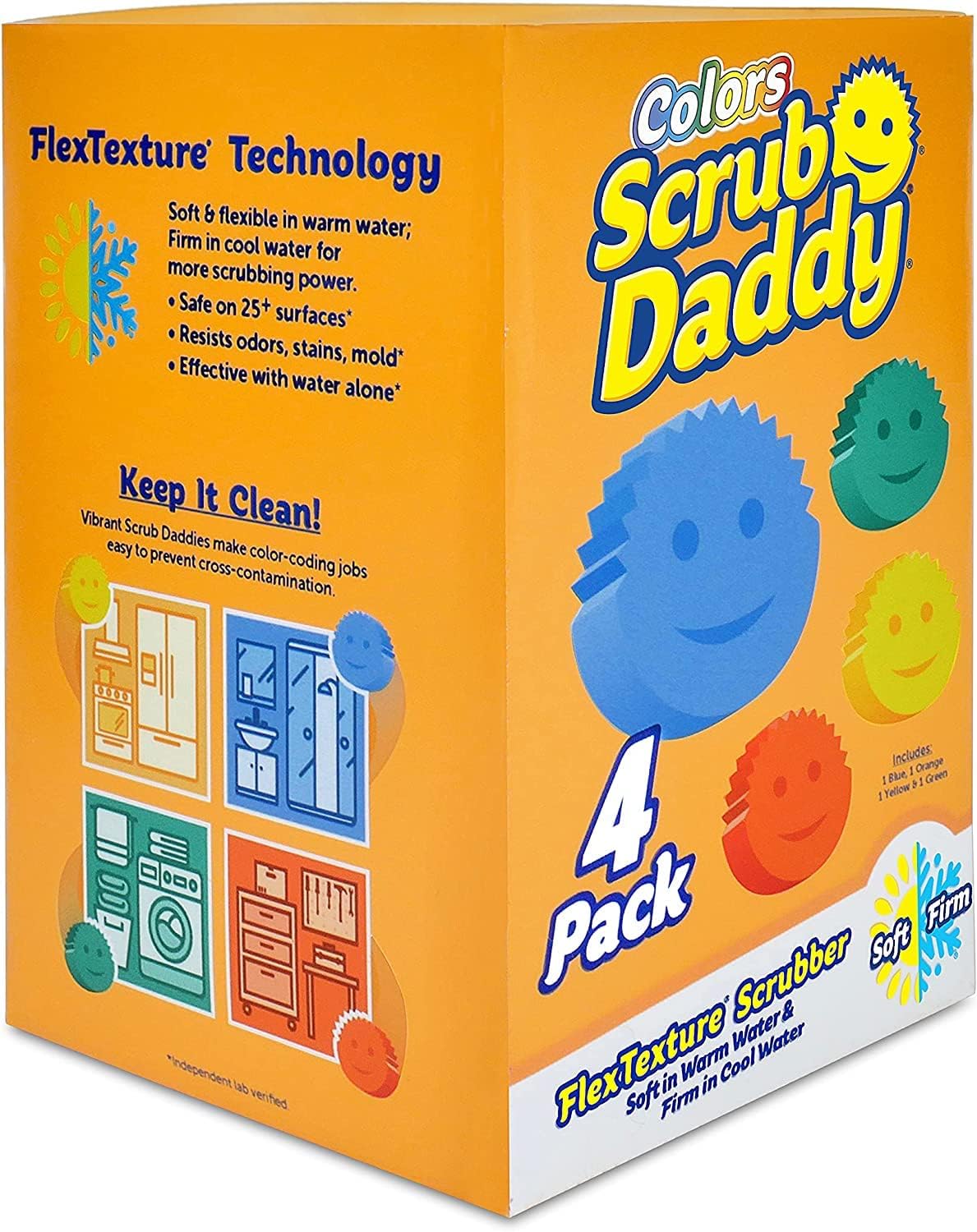 Color variety pack of Scrub Daddy cleaning sponges